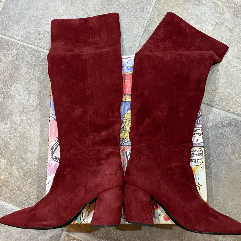 Jeffrey Campbell Wine Suede Over the Knee Boots-Slouch